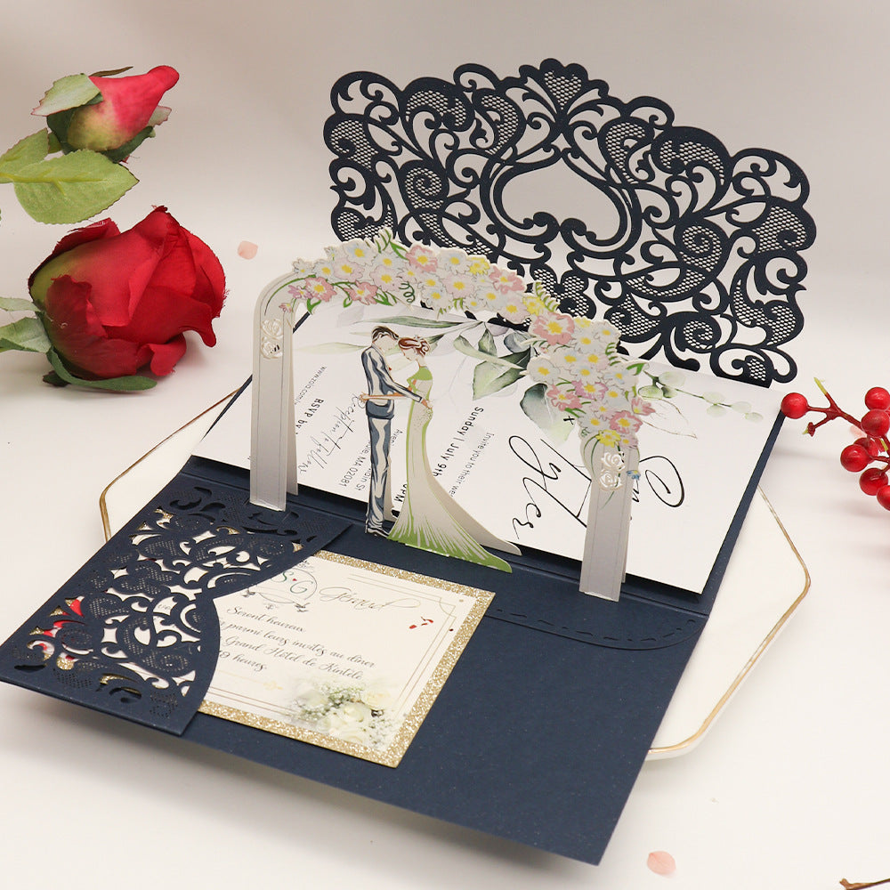 Romantic 3D Pop Up Wedding Arch Invitations with Custom Printed Inserts