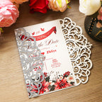 Elegant Laser Cut Floral Wedding Invitation Suite | Custom Vellum Belly Band & Shimmer Envelope