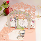 Romantic 3D Pop Up Wedding Arch Invitations with Custom Printed Inserts