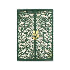 Elegant Emerald Green Laser Cut Gatefold Wedding Invitations with Gold Leaf Clasp
