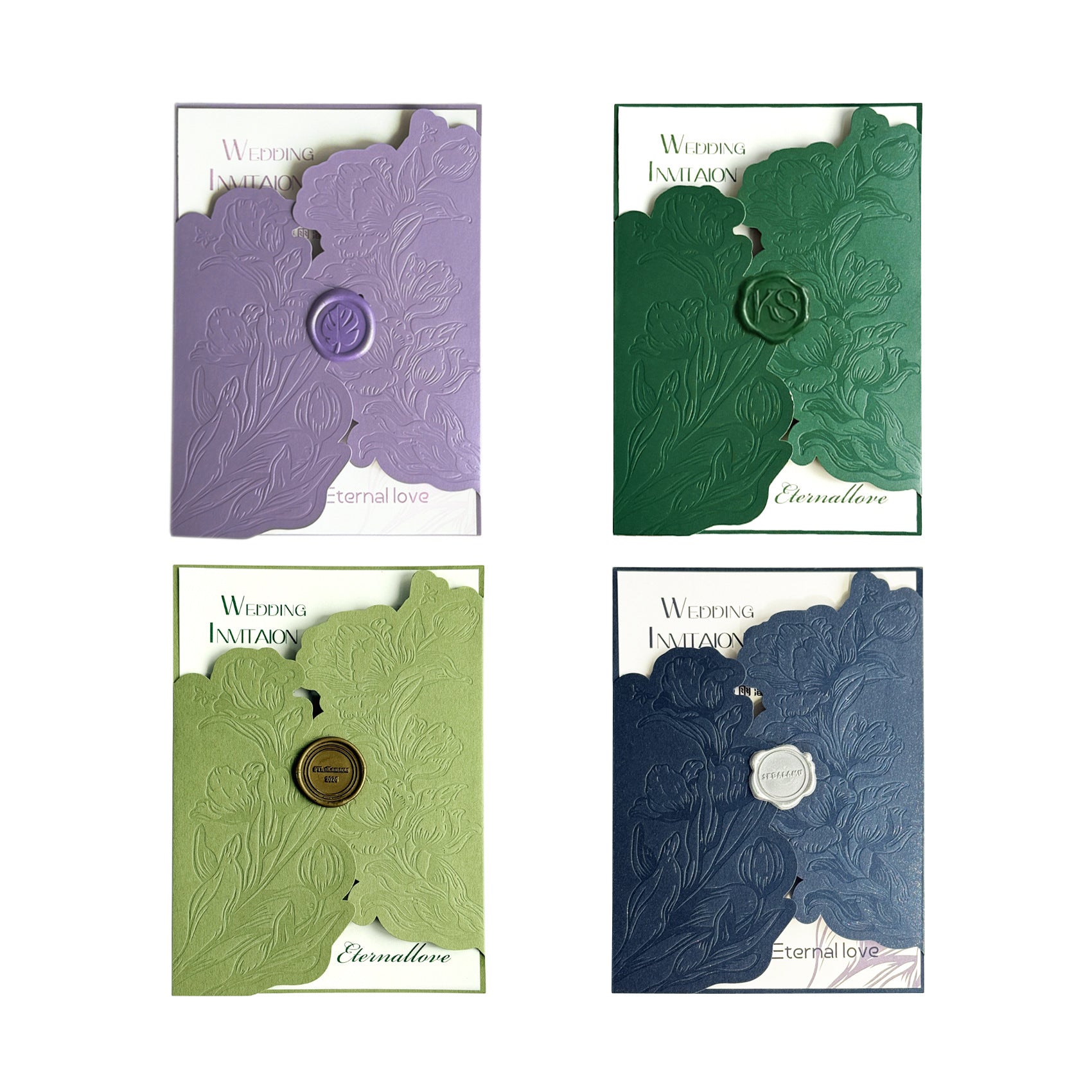 Personalized Laser Cut Gatefold Wedding Invitations with Wax Seal