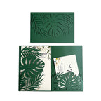 Emerald Green Tropical Leaf Laser Cut Pocket Wedding Invitation Suite