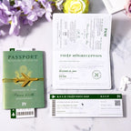 Travel-Themed Wedding Invitation Set – Passport Style with Boarding Pass & Airplane Charm